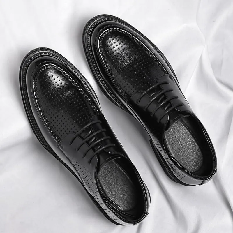 Men's Classic Breathable Leather Dress Shoes Men Casual Business Formal Oxfords Shoes Wingtip Brogue Tuxedo Shoes for Men
