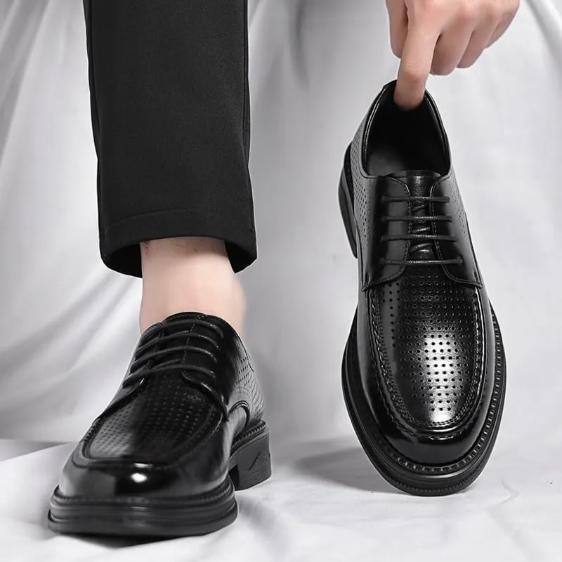 Men's Classic Breathable Leather Dress Shoes Men Casual Business Formal Oxfords Shoes Wingtip Brogue Tuxedo Shoes for Men