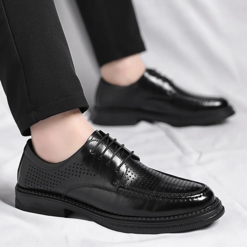 Men's Classic Breathable Leather Dress Shoes Men Casual Business Formal Oxfords Shoes Wingtip Brogue Tuxedo Shoes for Men