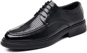 Men's Classic Breathable Leather Dress Shoes Men Casual Business Formal Oxfords Shoes Wingtip Brogue Tuxedo Shoes for Men