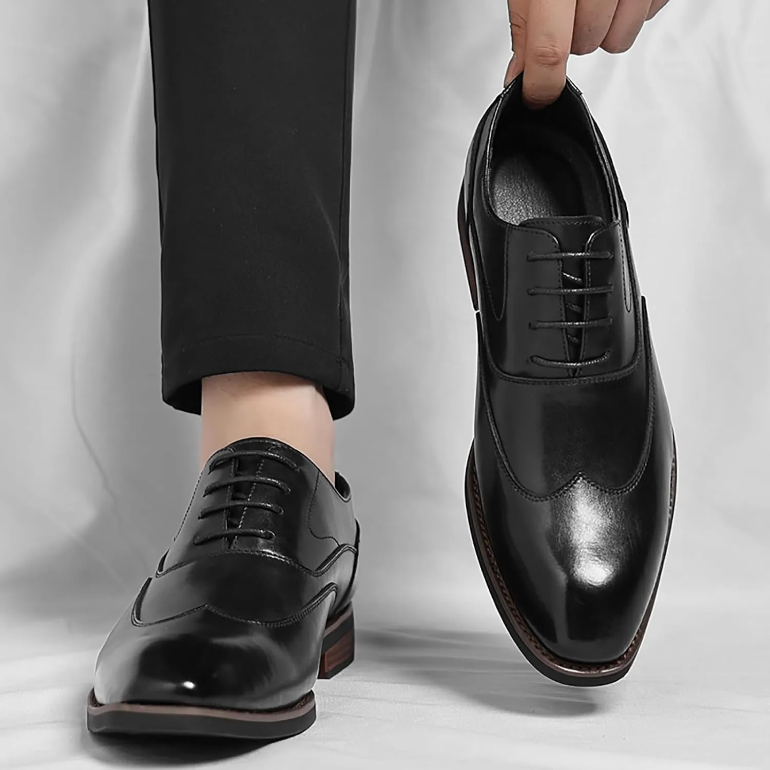 Men's Classic Dress Shoes Leather Lace Up Oxford Shoes for Formal Business