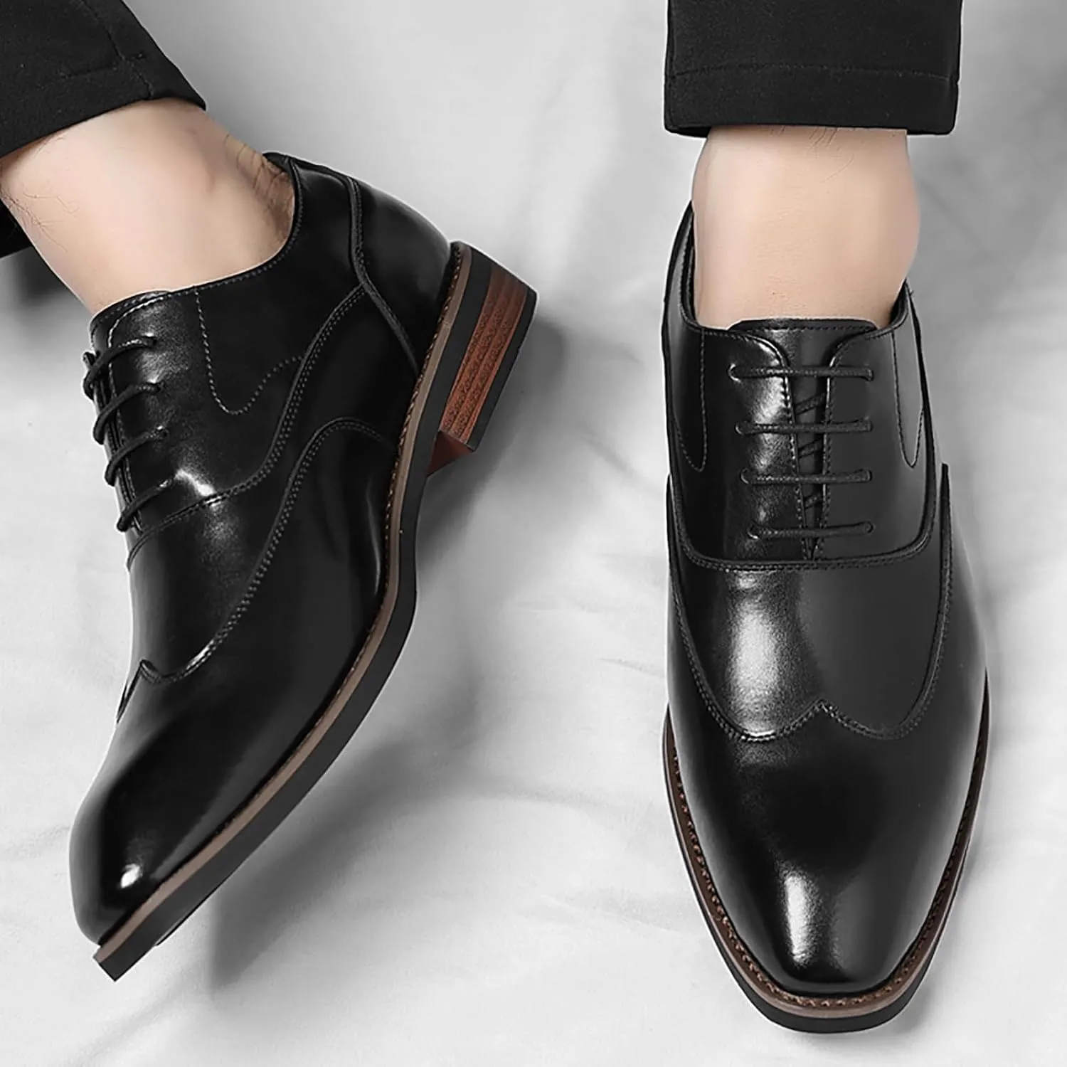 Men's Classic Dress Shoes Leather Lace Up Oxford Shoes for Formal Business
