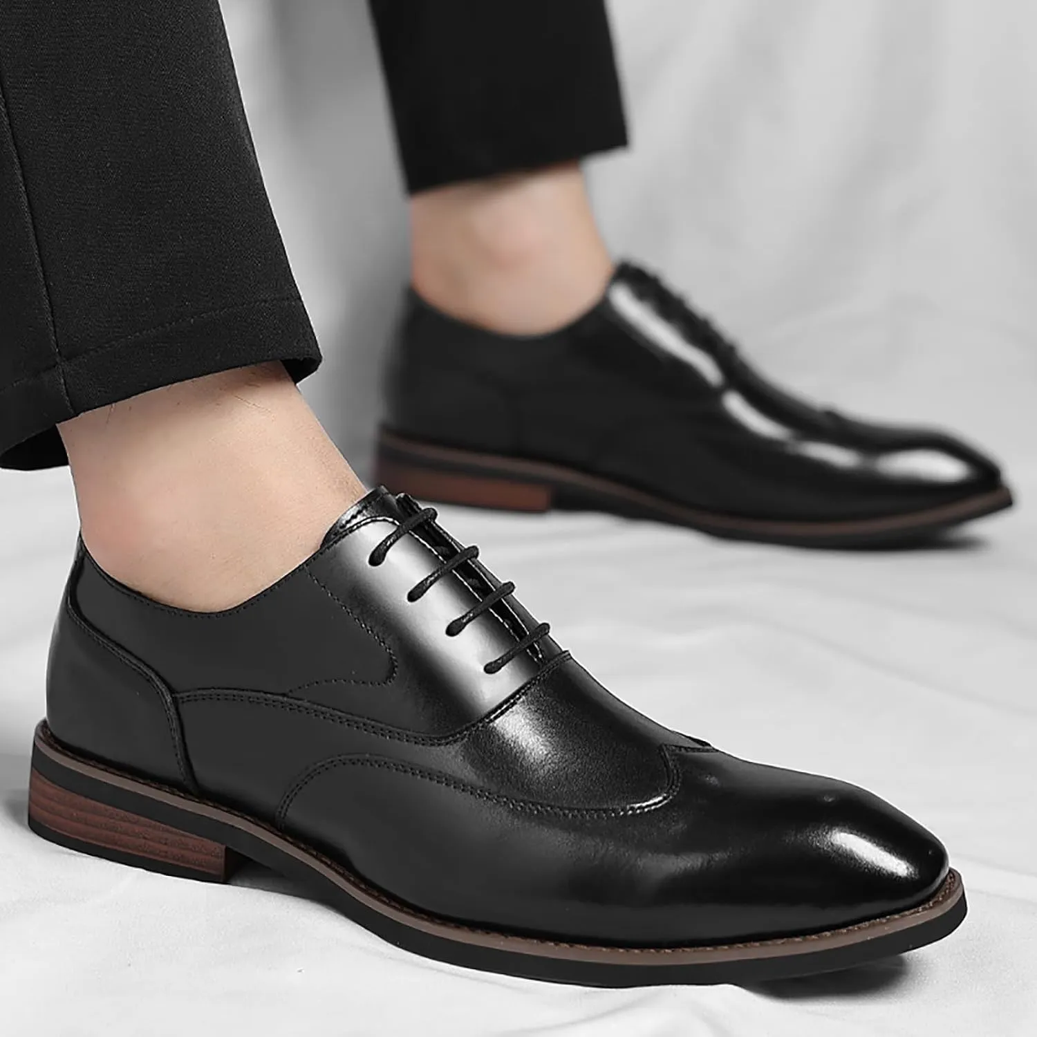Men's Classic Dress Shoes Leather Lace Up Oxford Shoes for Formal Business