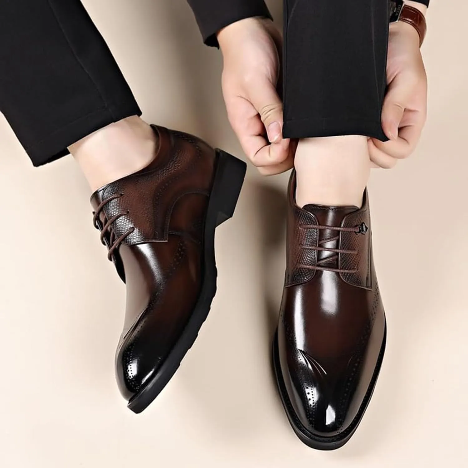 Mens Classic Formal Oxford Shoes Patent Leather Tuxedo Wedding Business Dress Shoes Low Top Comfortable Non Slip Classic Party Formal