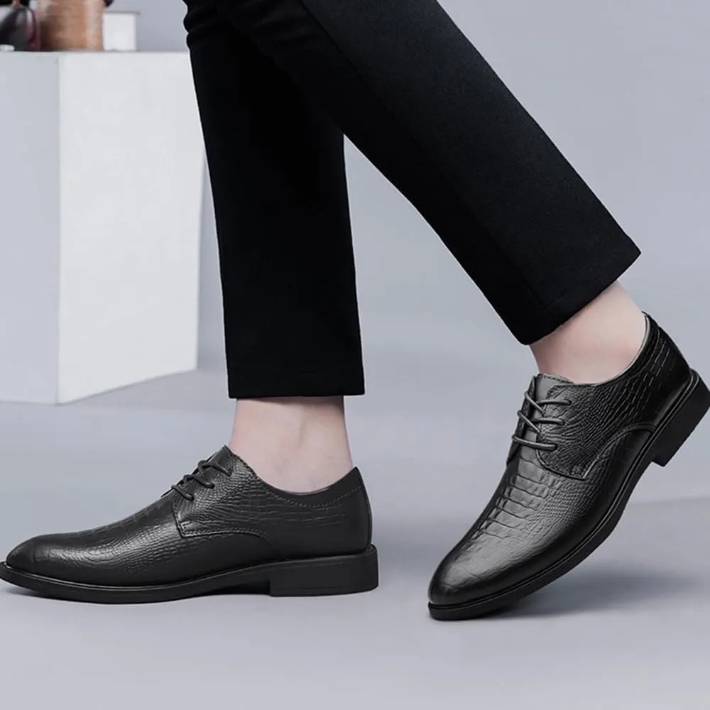 Mens Classic Oxford Shoes Genuine Leather Lace Up Dress Shoes for Men Business Formal Comfort