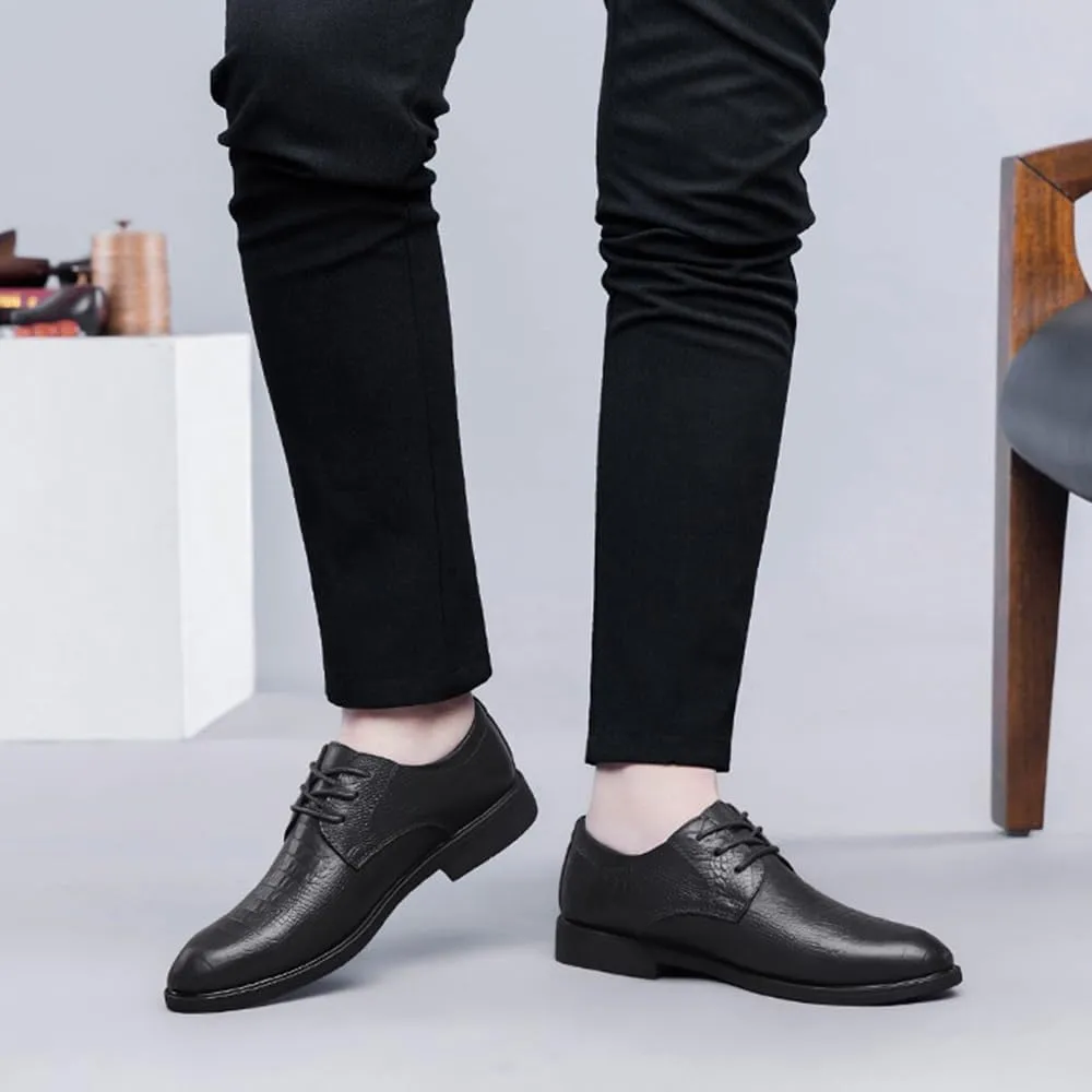 Mens Classic Oxford Shoes Genuine Leather Lace Up Dress Shoes for Men Business Formal Comfort
