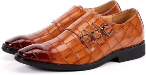 Men's Classic Patent Leather Double Monk Mouth Cap Toe Formal Business Loafers Vintage Casual Comfortable Non-Slip Wedding Formal Shoes