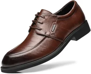 Mens Derby Wedding Shoes Pointed Toe British Style Low Cut Dress Shoes Business Formal Shoes(Brown,7.5)