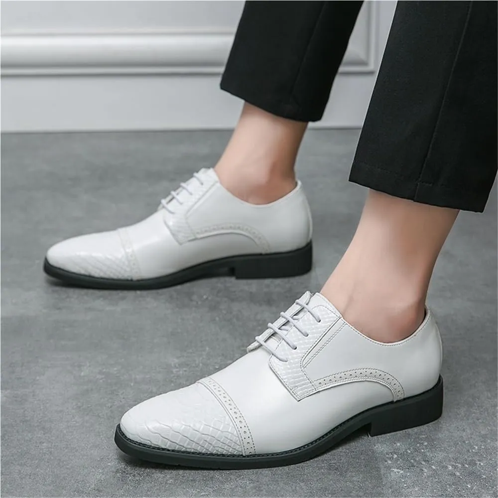 Men's Dress Oxford Shoes Classic Lace-up Leather Formal Business Tuxedo Shoes Wedding Casual British Bridegroom Footwear