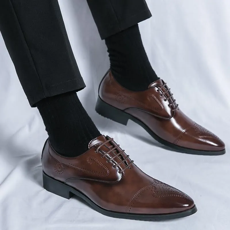 Men's Dress Shoes Classic Fashion Brogue Oxfords Shoes Business Formal Wedding Lace-Up Shoes for Men