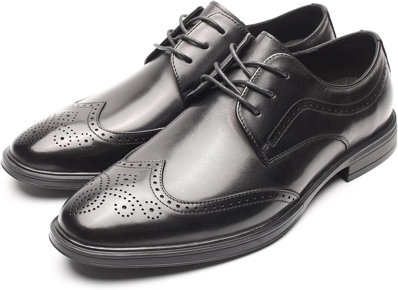 Men's Dress Shoes Cowhide Leather Formal Business Derby Shoes Brogue Wingtip Retro Oxford for Men