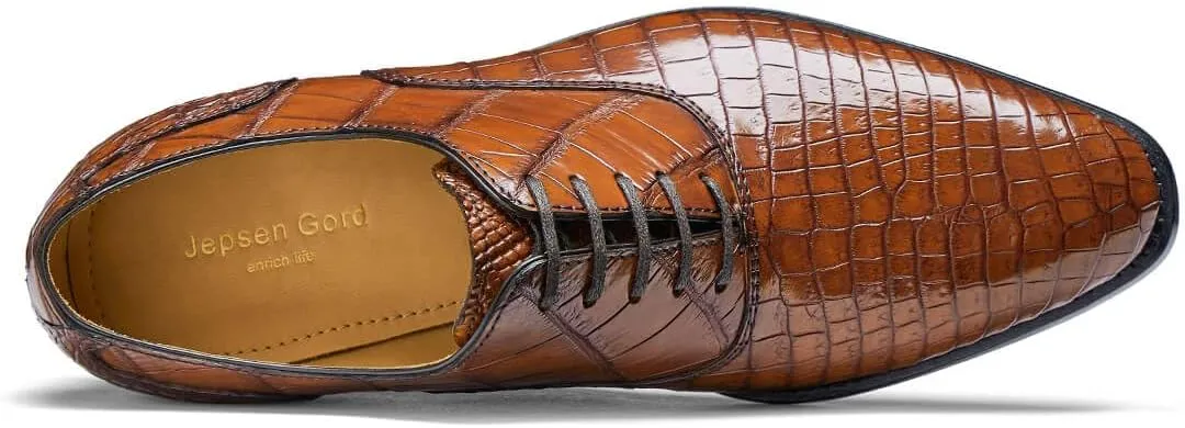 Men's Dress Shoes Genuine Italy Alligator Crocodile Leather Shoes Handmade Luxury Oxford Shoes with Leather Outsole for Formal Events, Business, Wedding