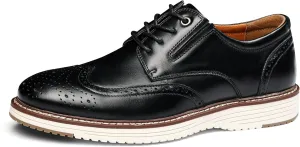 Mens Dress Shoes Genuine Leather Plain Toe Lace Up Mens Casual Dress Shoes Business Comfortable Fomal Mens Oxford Dress Sneakers for Office Wedding Casual