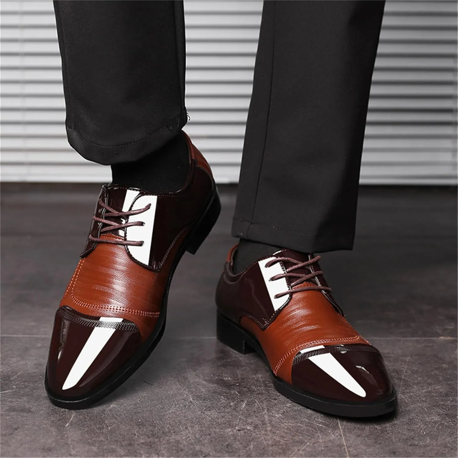 Mens Dress Shoes Oxford Shoes for Men Formal Pointed Lace Up Business Tuxedo Shoes