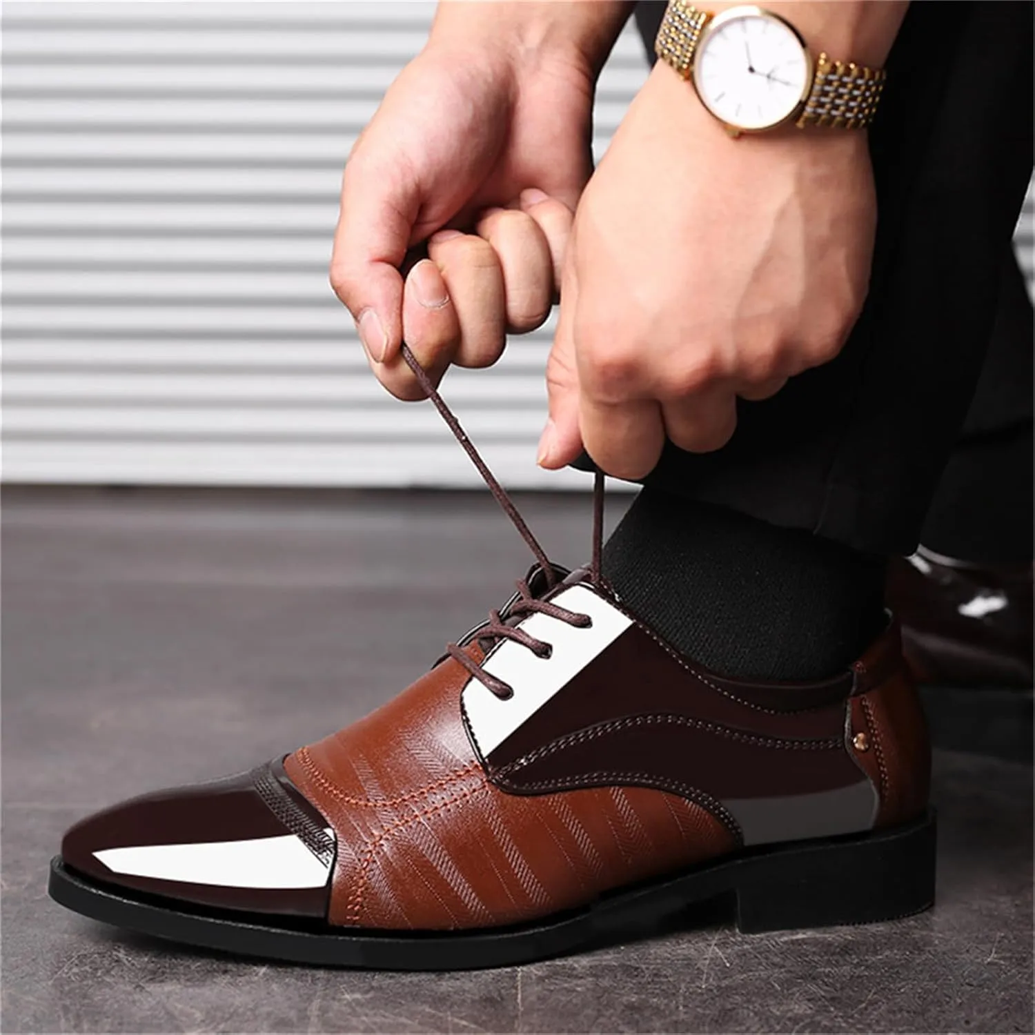Mens Dress Shoes Oxford Shoes for Men Formal Pointed Lace Up Business Tuxedo Shoes
