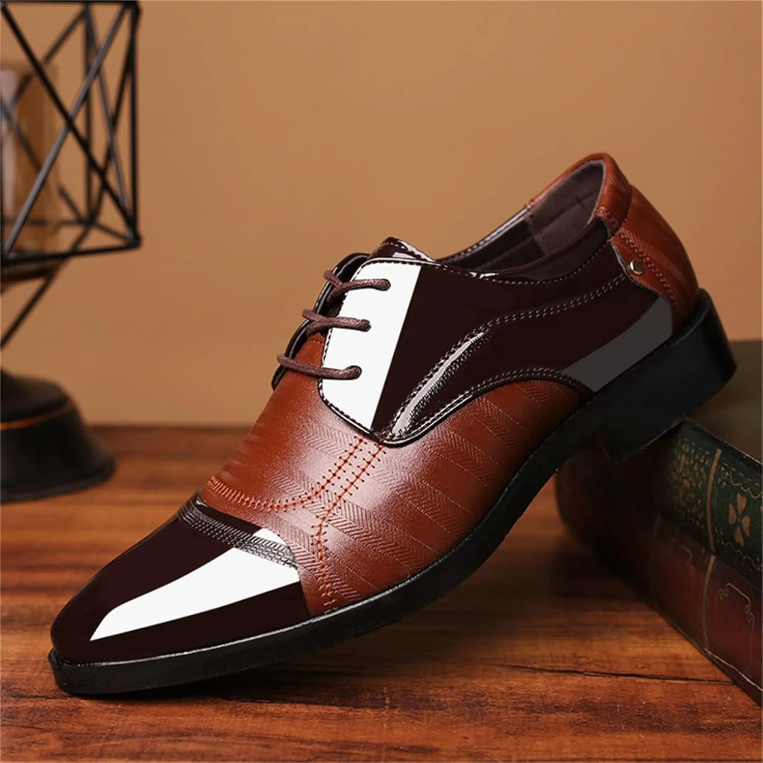 Mens Dress Shoes Oxford Shoes for Men Formal Pointed Lace Up Business Tuxedo Shoes