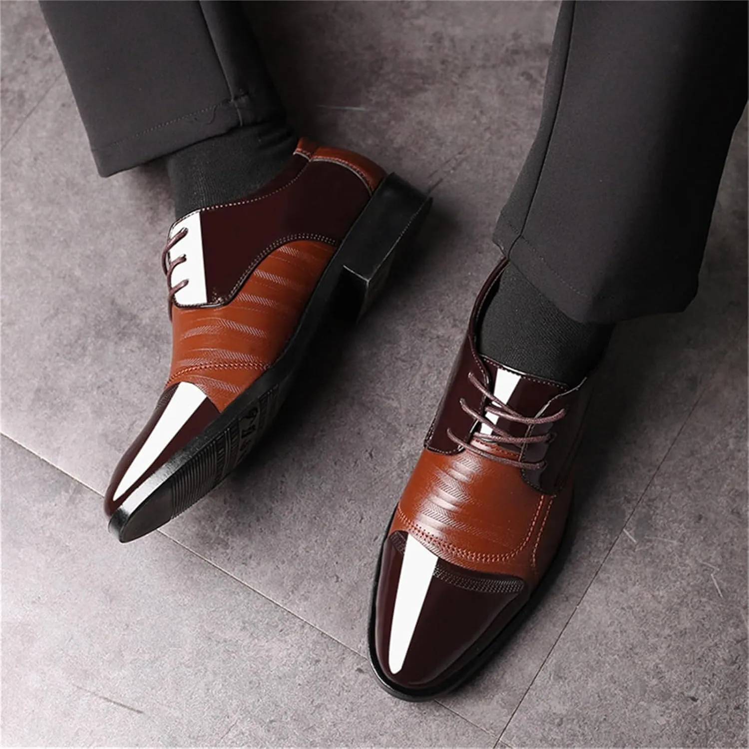 Mens Dress Shoes Oxford Shoes for Men Formal Pointed Lace Up Business Tuxedo Shoes