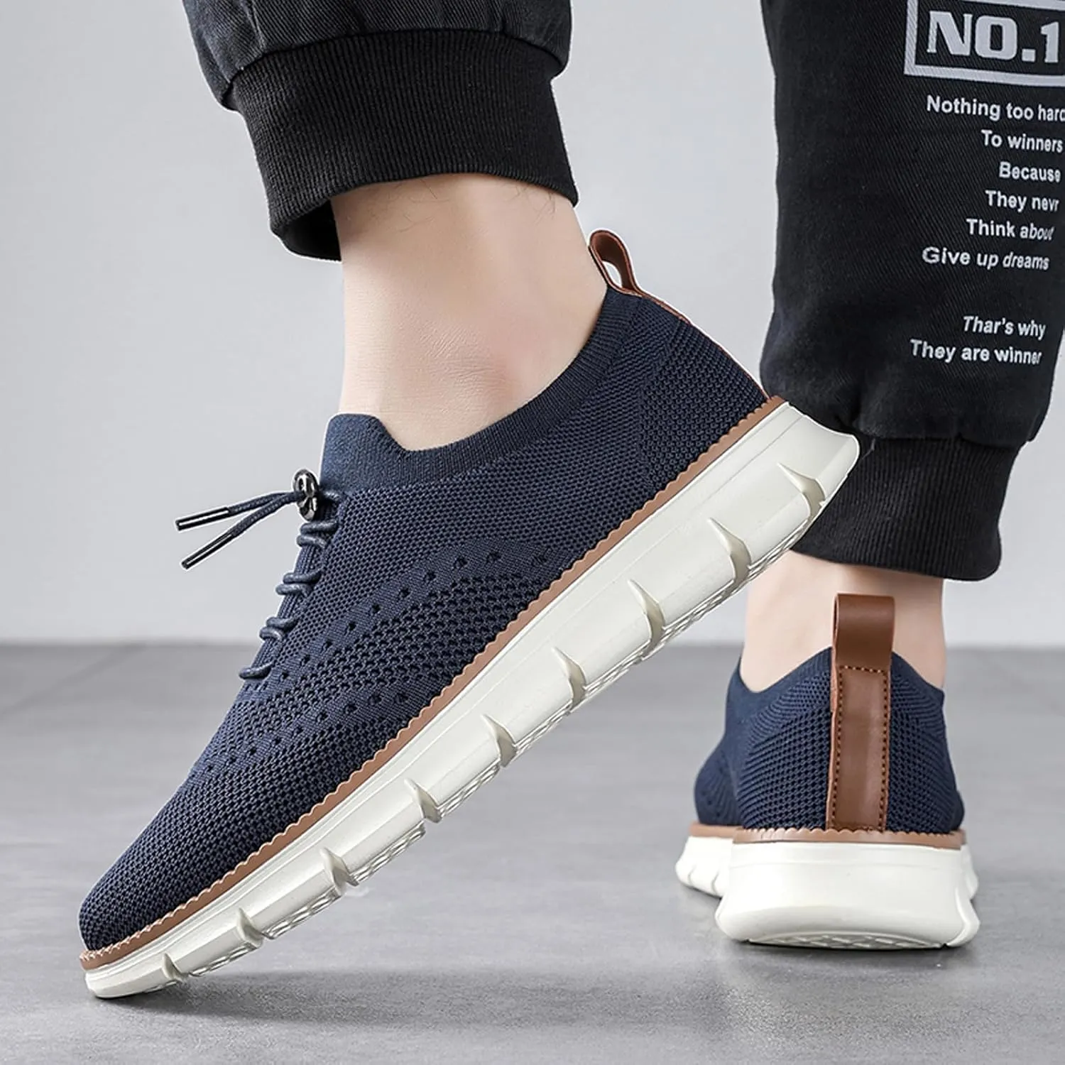 Mens Dress Shoes Work Shoes Wide Width Non Slip Casual Dress Lightweight Breathable Basic Relaxed Shoe Business Workout Walking Running Outdoor Sneakers Mesh Knit Lace-Up Soft Loafers Oxfords