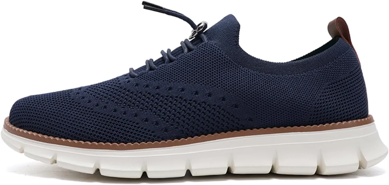 Mens Dress Shoes Work Shoes Wide Width Non Slip Casual Dress Lightweight Breathable Basic Relaxed Shoe Business Workout Walking Running Outdoor Sneakers Mesh Knit Lace-Up Soft Loafers Oxfords
