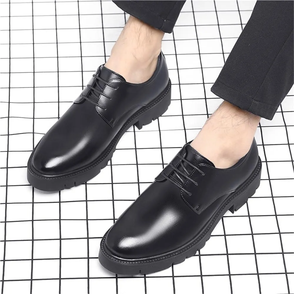 Mens Elevator Shoes Height Increasing Dress Shoes Business Formal Shoes Low Top Oxford Shoes British Style Leather Shoes All Season Shoes Men Hidden Heel Shoes(8)