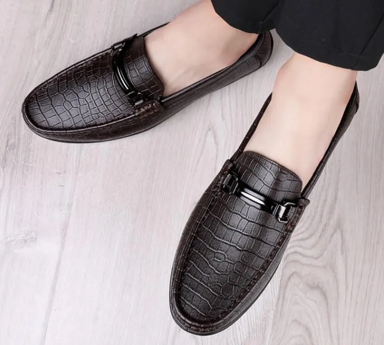 Men's Fashion Slip-on Loafers Luxury Round Toe Dress Shoes Non-Slip Business Work Casual Derby Shoes for Men