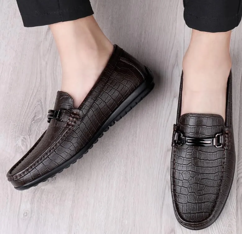 Men's Fashion Slip-on Loafers Luxury Round Toe Dress Shoes Non-Slip Business Work Casual Derby Shoes for Men