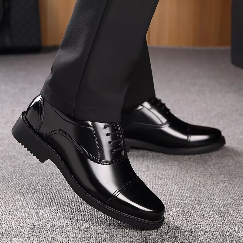 Men's Formal Patent Vegan Leather Oxford Shoes with Cap Toe Design | Eco-Friendly Materials for All Seasons