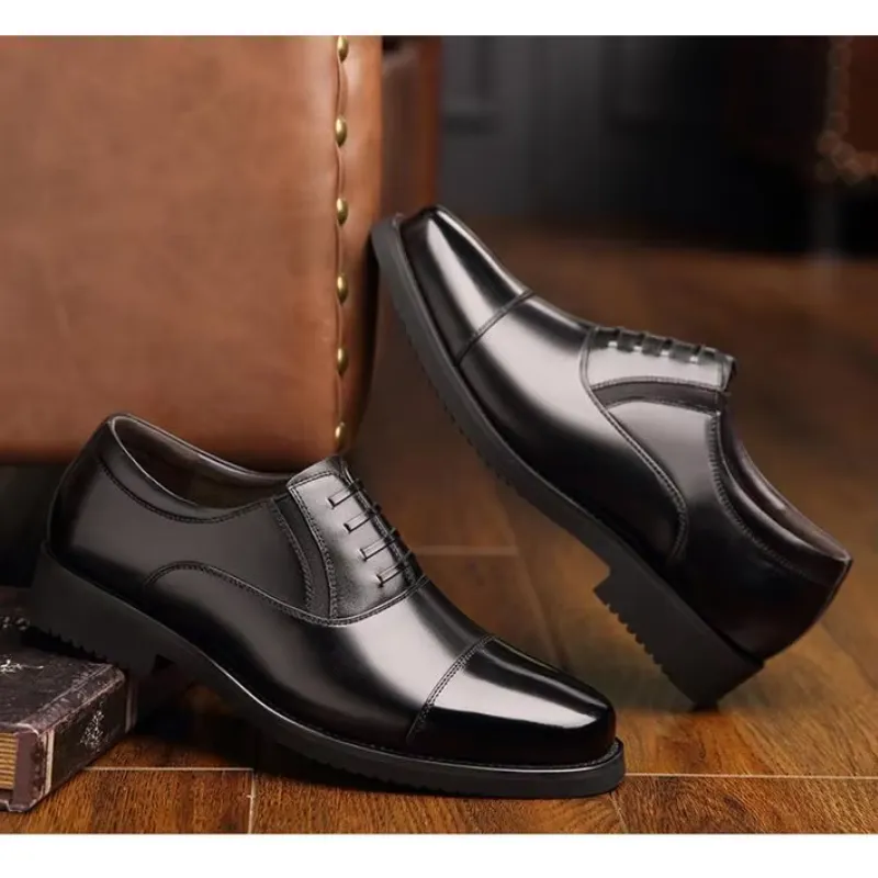 Men's Formal Patent Vegan Leather Oxford Shoes with Cap Toe Design | Eco-Friendly Materials for All Seasons