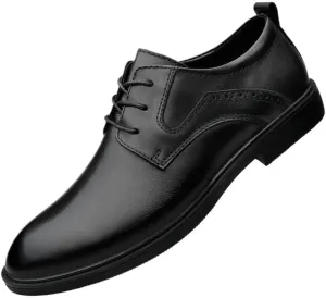 Men's Genuine Leather Oxford Shoes - Vintage Lace Up Platform Dress Shoes for Business & Casual Wear