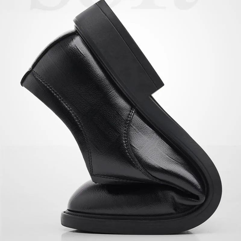 Men's Genuine Leather Oxford Shoes - Waterproof Non-Slip Business Derby Shoes for Formal Events