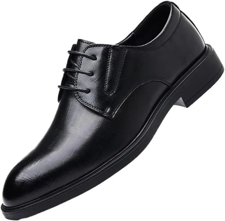 Men's Genuine Leather Oxford Shoes - Waterproof Non-Slip Business Derby Shoes for Formal Events