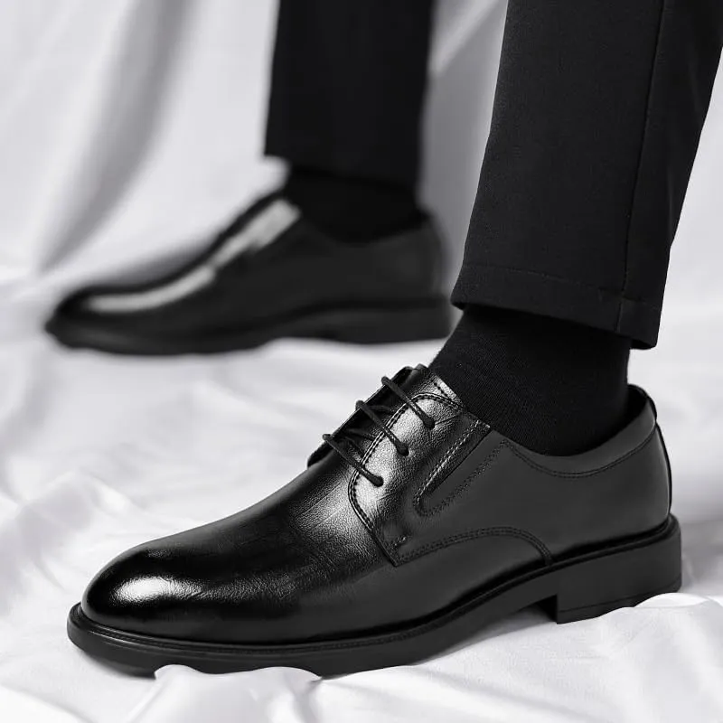 Men's Genuine Leather Oxford Shoes - Waterproof Non-Slip Business Derby Shoes for Formal Events