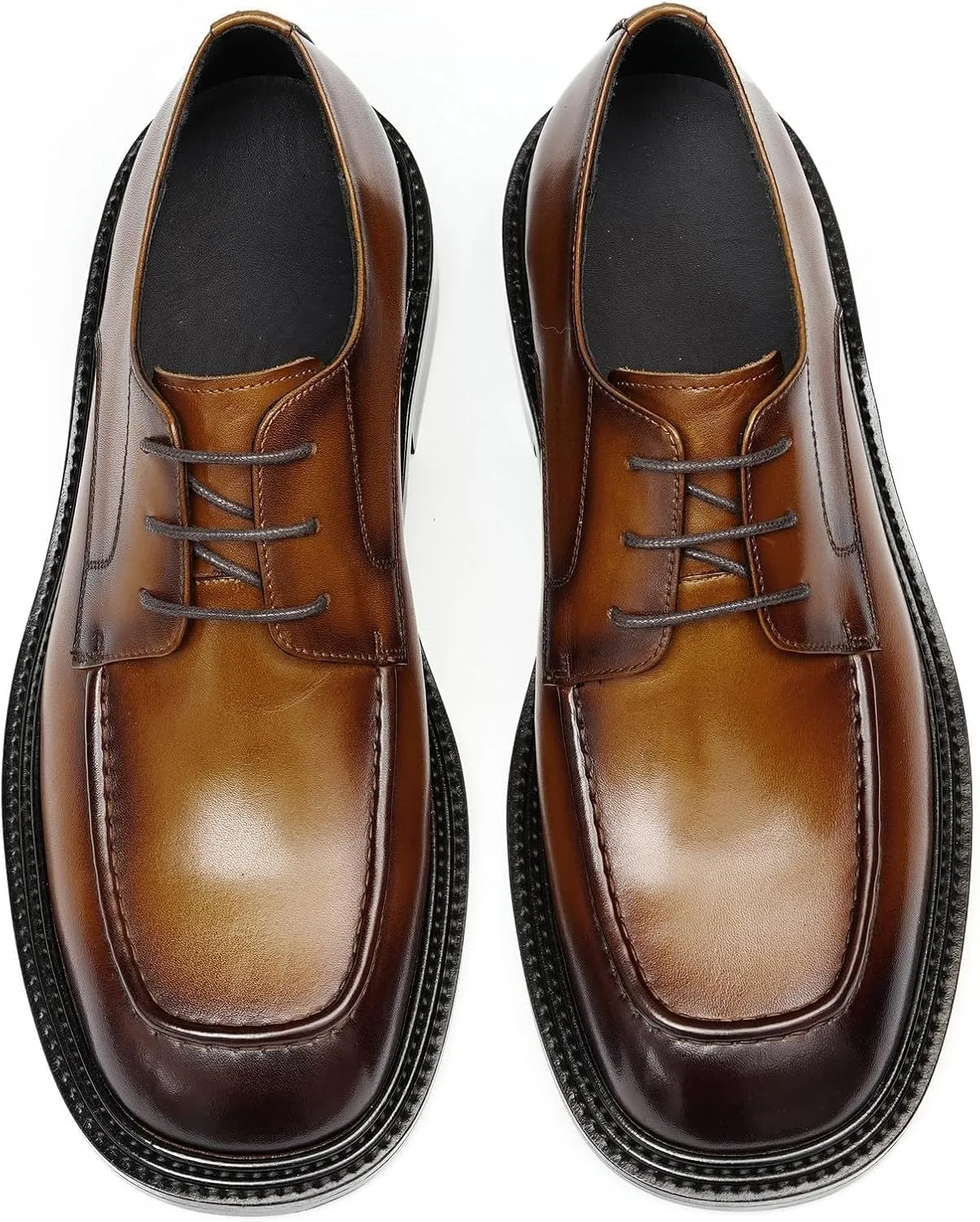 Men’s Genuine Leather Oxfords Dress Shoes – Lace-Up Derby with Rubber Sole, Soft Calfskin Lining, Anti-Slip Business Formal Suit Shoes for Office, Wedding & Daily Wear