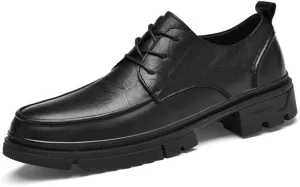 Men's Genuine Leather Platform Lace-up Oxfords Shoes Casual Business Dress Shoes for Men