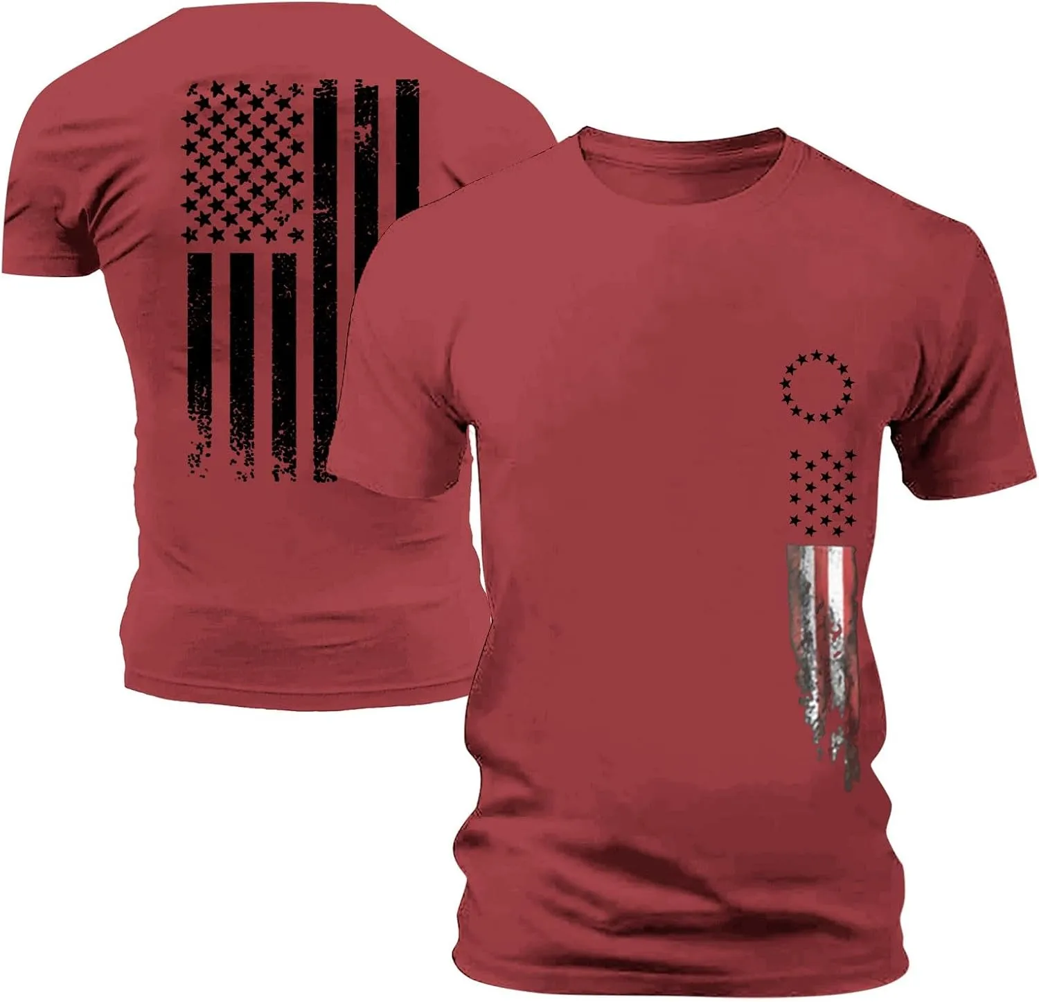 Mens Graphic T-Shirts Quick Dry American Flag Casual Crewneck Tshirts Patriotic Lightweight Loose Fit Summer Tees