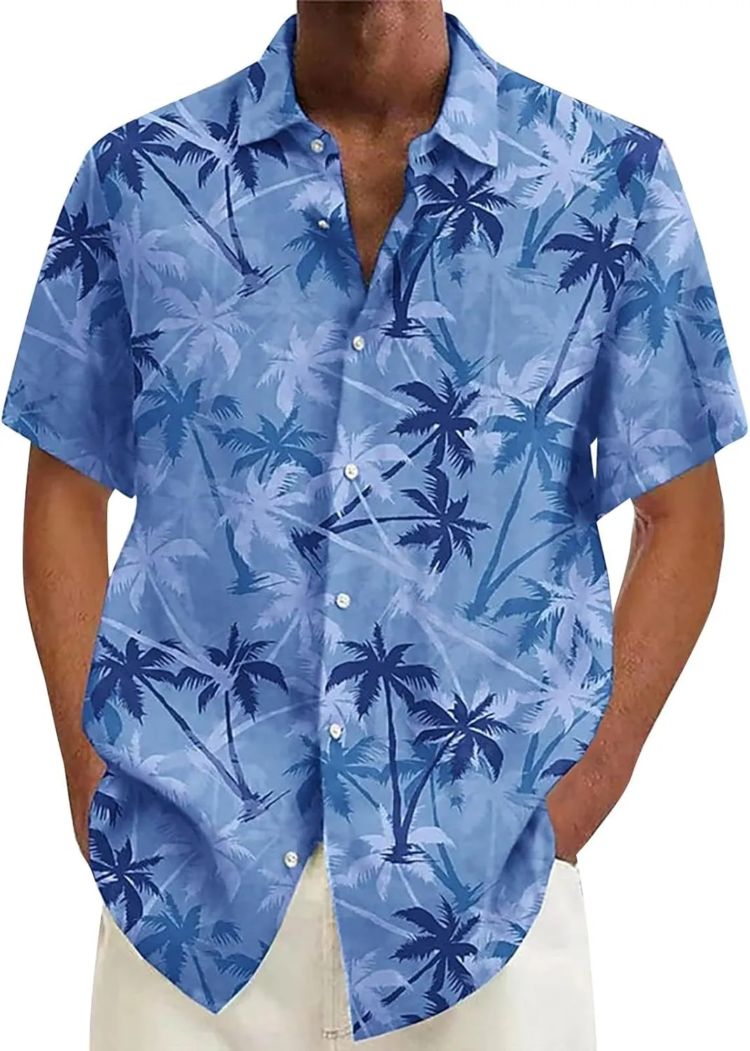 Mens Hawaiian Shirt Beach Button Down Short Sleeve Casual Stylish Big and Tall Floral Summer Tropical Vacation Tops