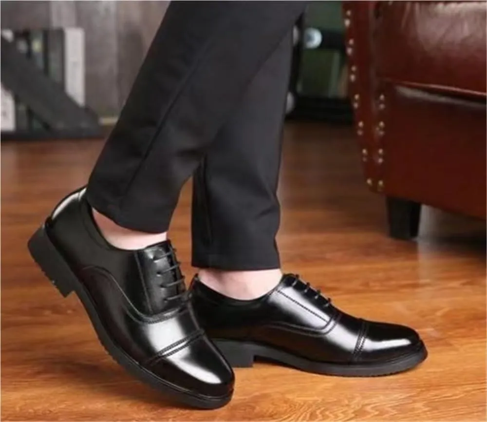 Men's Lace-Up Comfortable Fashion Arch Support Formal Oxford Patent Lug Sole Shoes Classic for Business Wedding
