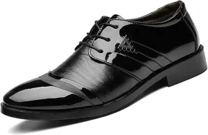 Mens Lace Up Dress Shoes Modern Formal Business Casual Office Suit Tuxedo Patent Leather Oxford Shoes