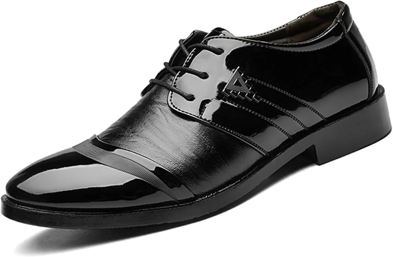 Mens Lace Up Dress Shoes Modern Formal Business Casual Office Suit Tuxedo Patent Leather Oxford Shoes