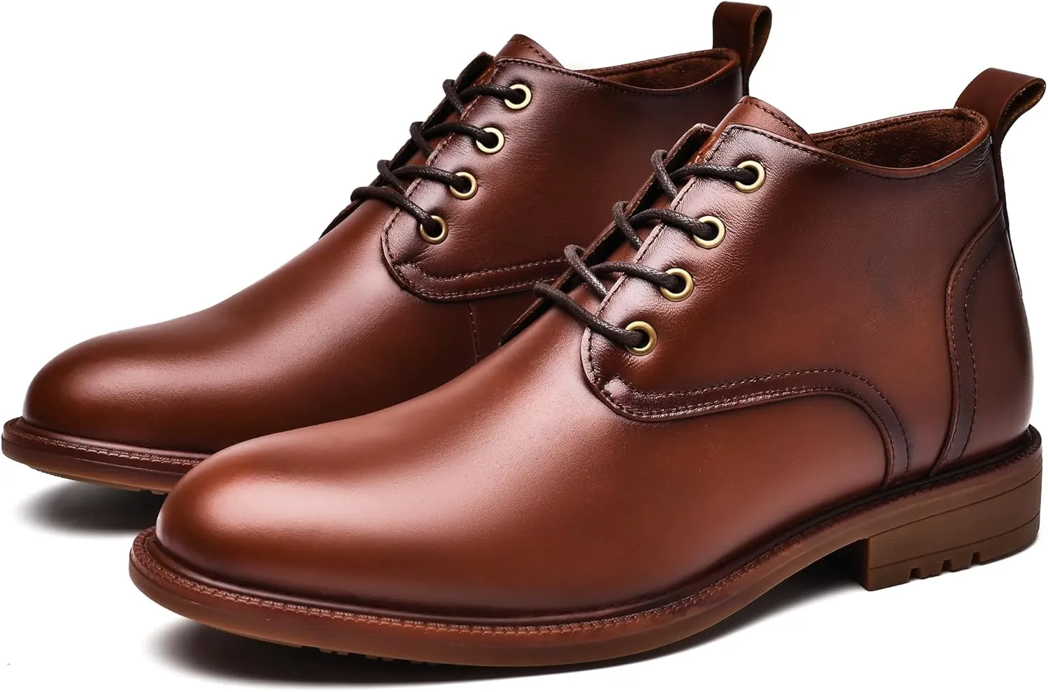 Mens Leather Oxford Dress Boots - Casual Chukka Ankle Boot Mid-Top Boots for Men