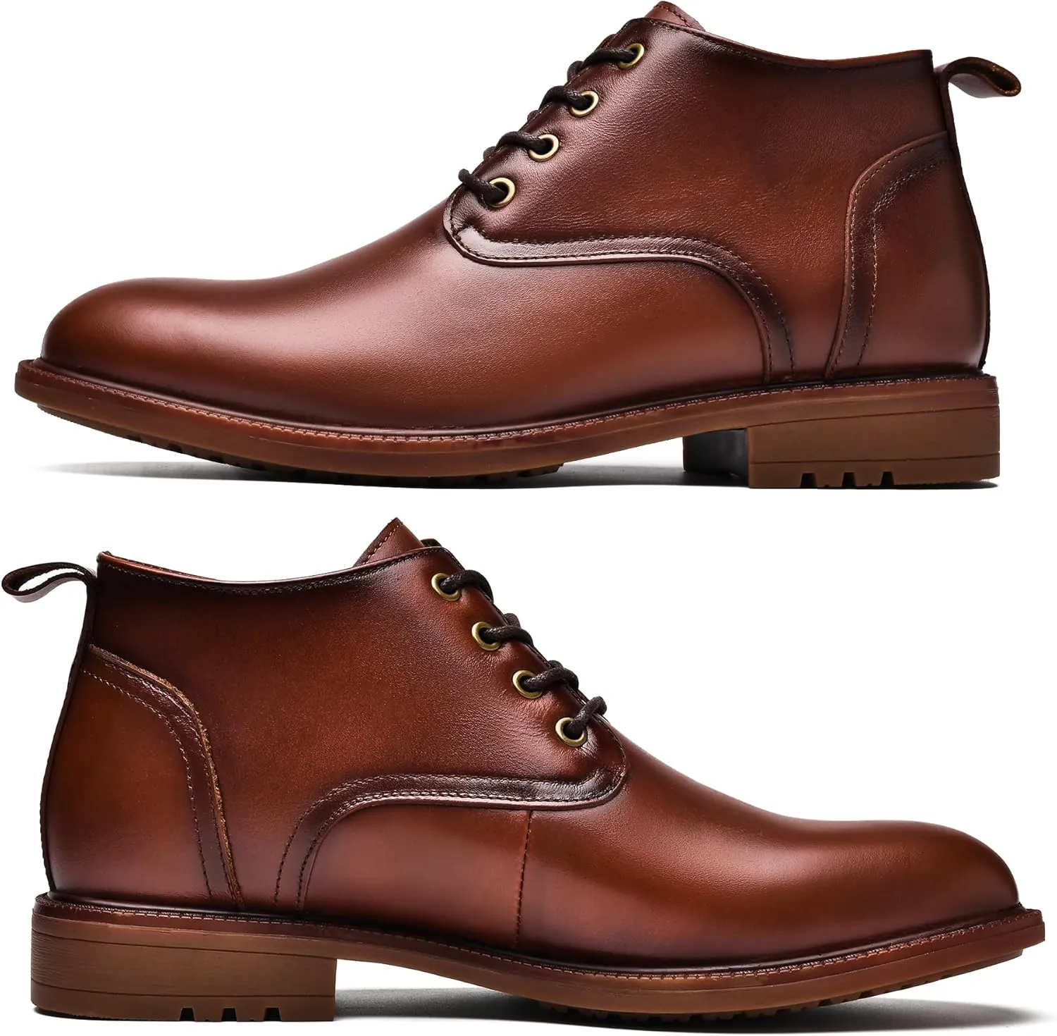 Mens Leather Oxford Dress Boots - Casual Chukka Ankle Boot Mid-Top Boots for Men