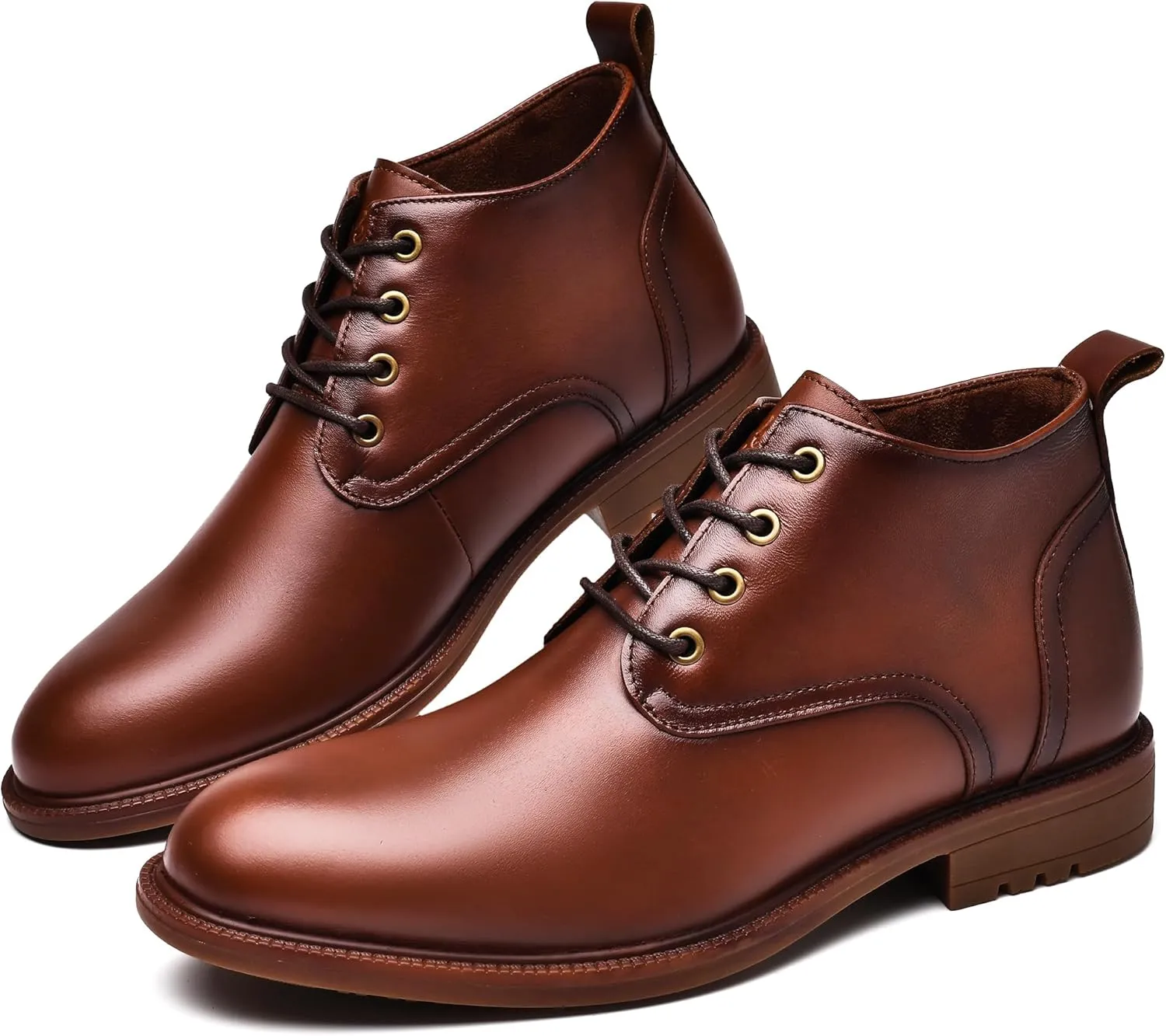 Mens Leather Oxford Dress Boots - Casual Chukka Ankle Boot Mid-Top Boots for Men