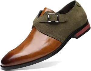 Men's Leather Oxford Dress Shoe Buckle Strap Low Top Walking Shoes Business Wedding Party Formal Shoes