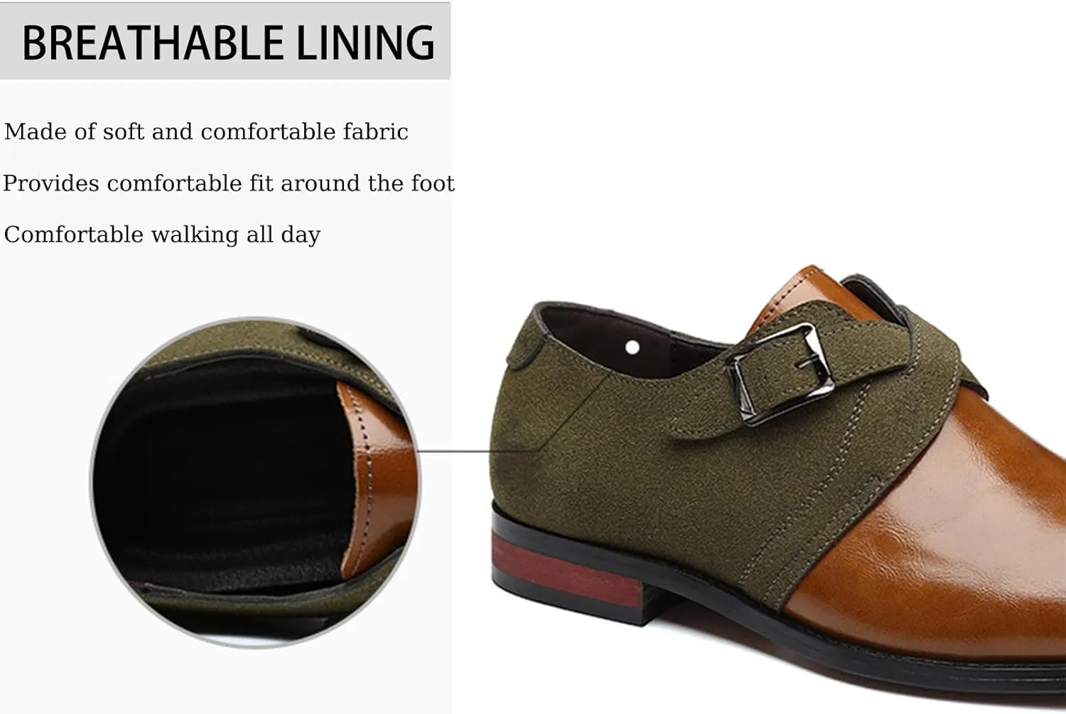 Men's Leather Oxford Dress Shoe Buckle Strap Low Top Walking Shoes Business Wedding Party Formal Shoes