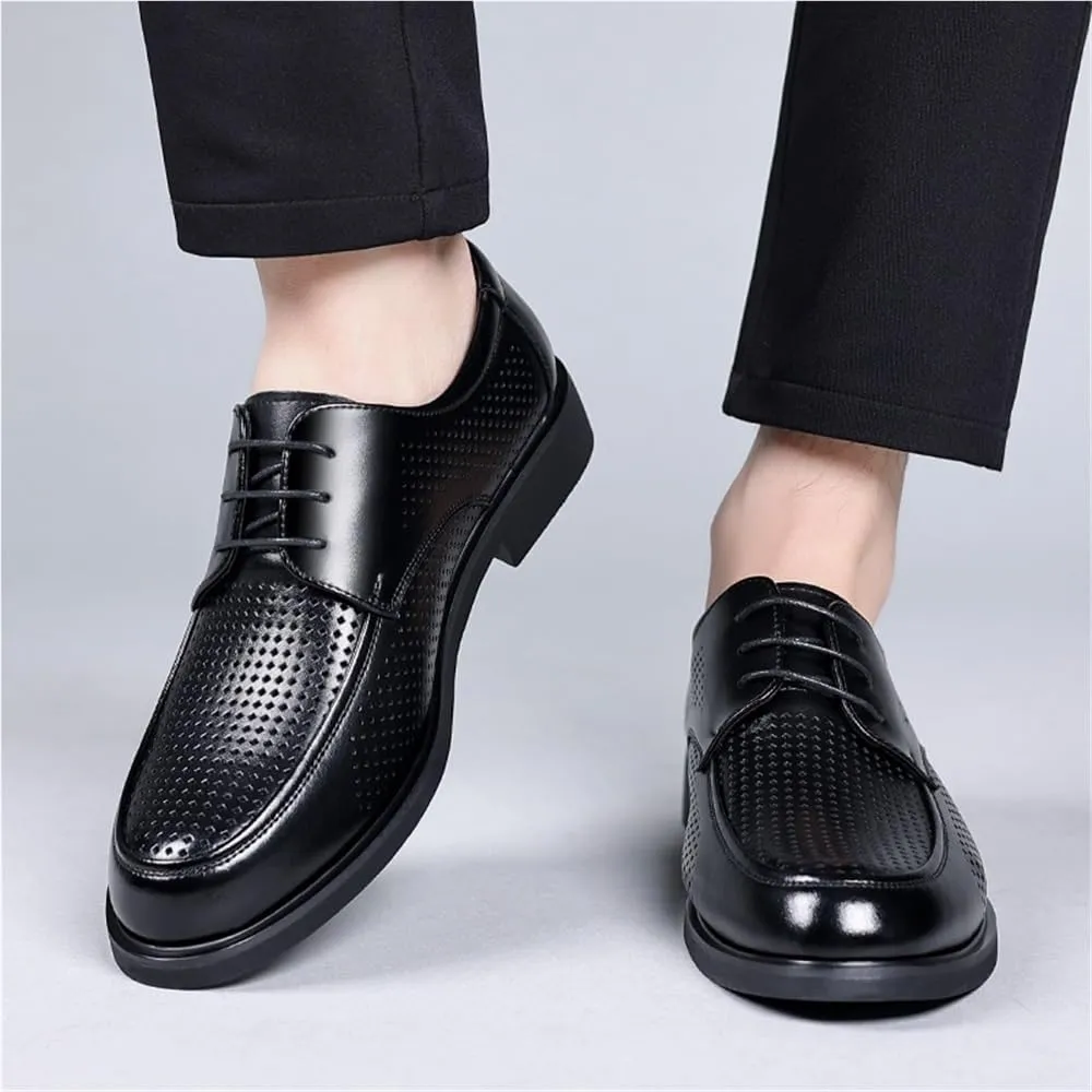 Men's Leather Shoes British Style Cowhide Soft Soled Comfortable Orthopedic Dress Shoes for Wedding Business and Casual Wear
