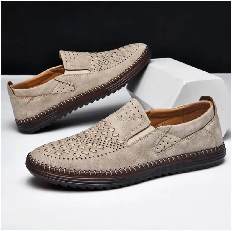Mens Moccasins Commuter Slip-Resistant Lightweight Breathable Easy to Walk Slip-On Shoes with Non-Slip Sole Daily Soft Sole Casual Shoes Flat Boat Shoes