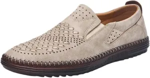 Mens Moccasins Commuter Slip-Resistant Lightweight Breathable Easy to Walk Slip-On Shoes with Non-Slip Sole Daily Soft Sole Casual Shoes Flat Boat Shoes