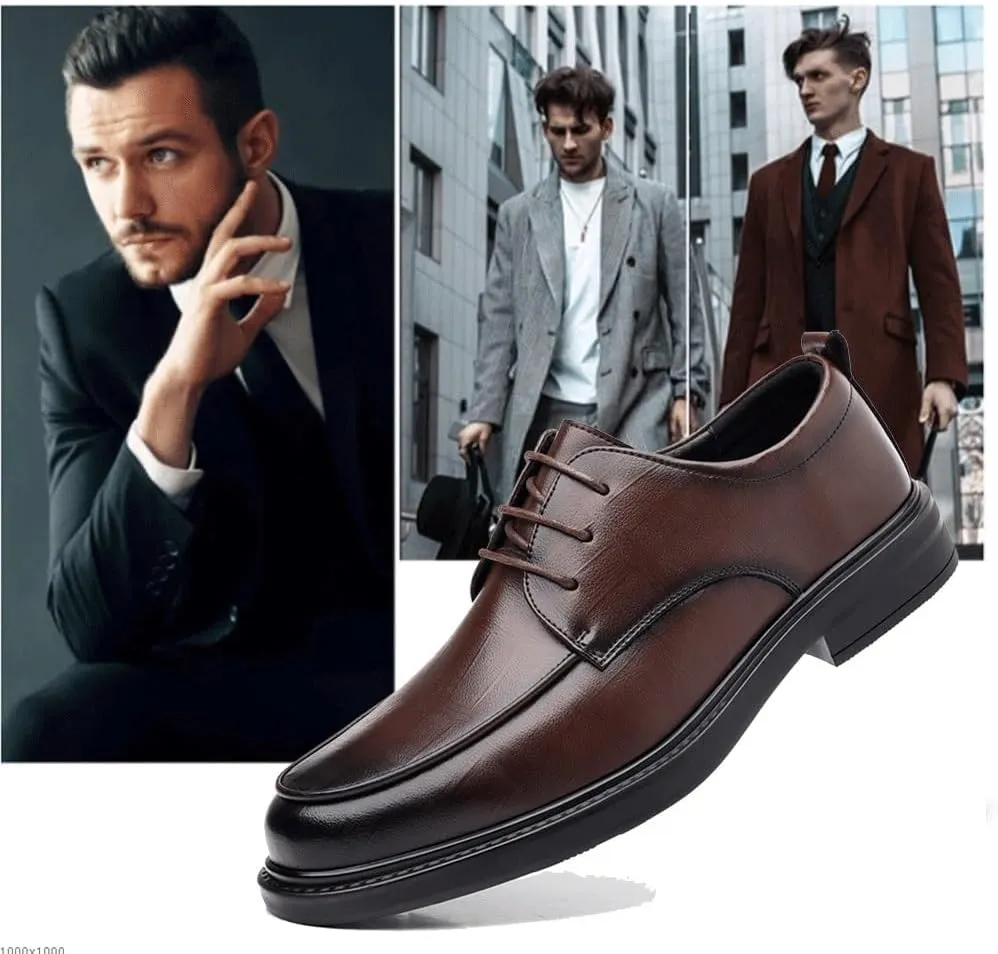 Mens Oxford Dress Shoes Business Casual Genuine Leather Height Increasing Comfortable Wedding Daily Wear Shoes for Men