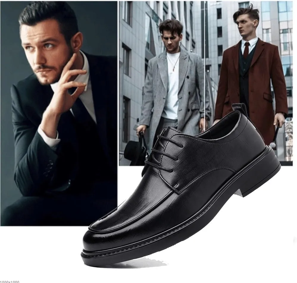 Mens Oxford Dress Shoes Business Casual Genuine Leather Height Increasing Comfortable Wedding Daily Wear Shoes for Men