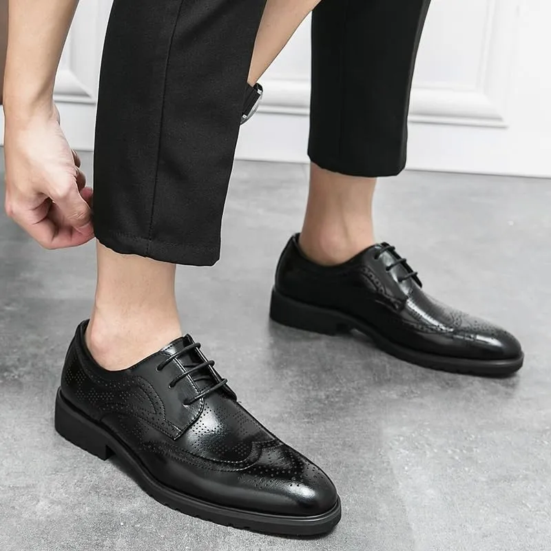 Men's Oxford Shoes Mens Faux Patent Leather Classic Lace-up Formal Derby Shoes Non-Slip Waterproof Business Dress Shoes(11)